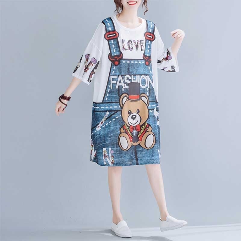 旅行Tシャツ レディース 夏 膝丈 プリント 大きいサイズ ゆったりさらっと涼しい <ins-656>