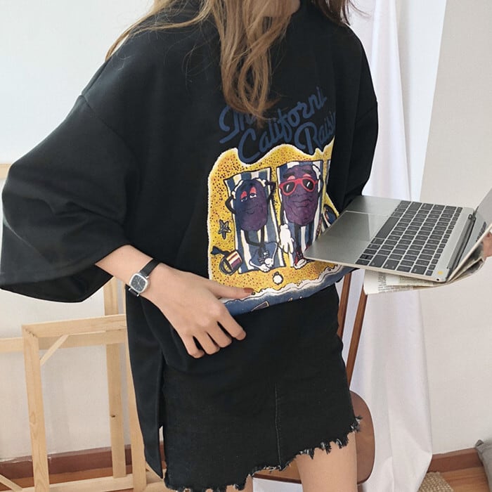 話題沸騰中 カジュアル  ゆったり プリント 2色半袖Tシャツ<ins-8161>