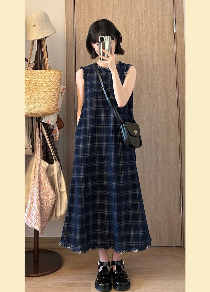 今季マストバイ 簡潔 シンプル カジュアル チェック柄 ワンピース<ins-8232>