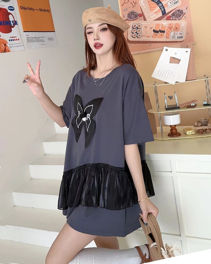 絶対欲しい キュート 切り替え プリントゆったり 半袖Tシャツ 全5色<ins-8271>