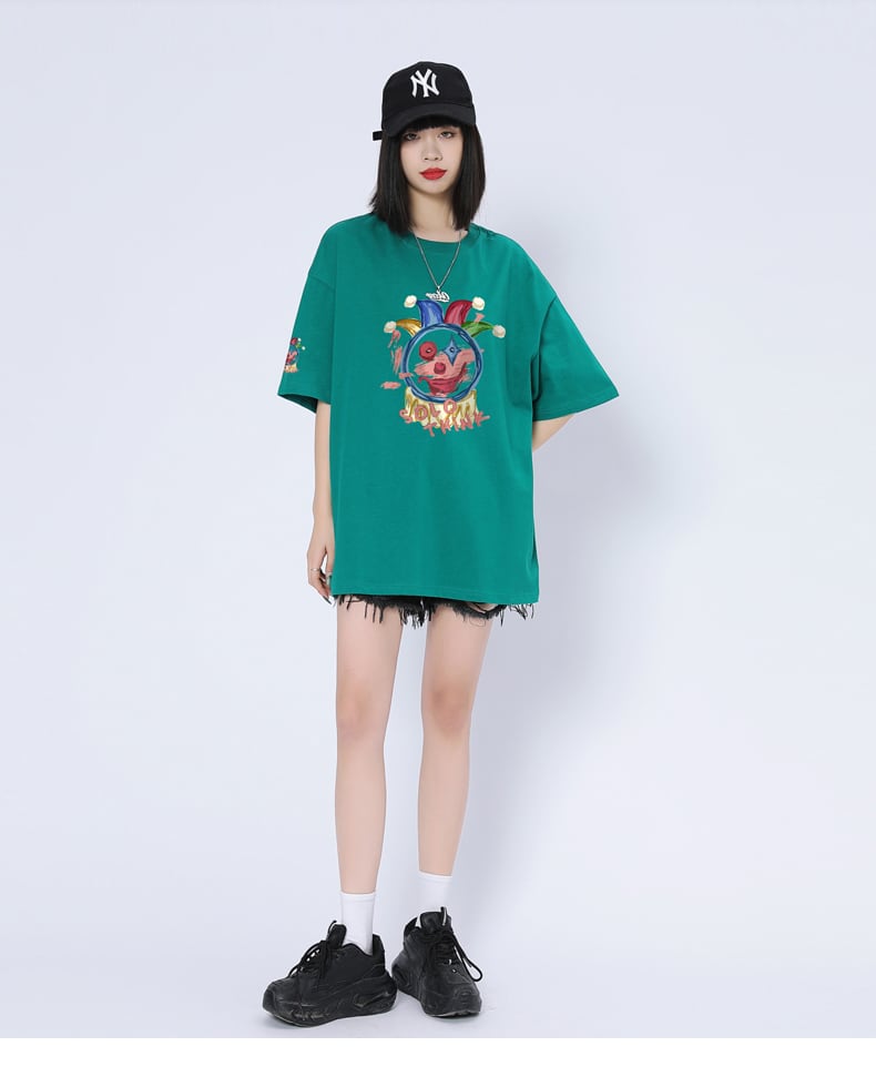 話題沸騰中 カジュアル ゆったり プリント 6色 半袖Tシャツ<ins-8164>