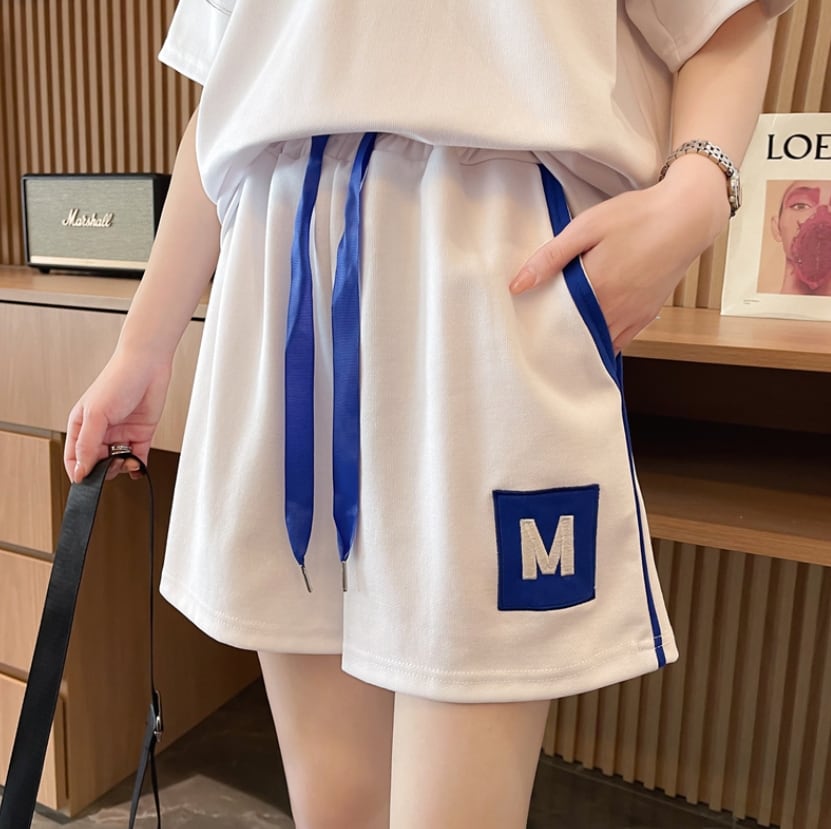 売り切れ必至 ルーズ 半袖Tシャツⅹパンツセット全2色<ins-8190>