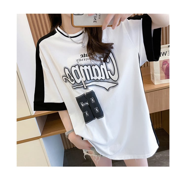 絶対流行 個性的なデザイン 一目惚れ 2色選択可 プリント Tシャツ カットソー<ins-8279>