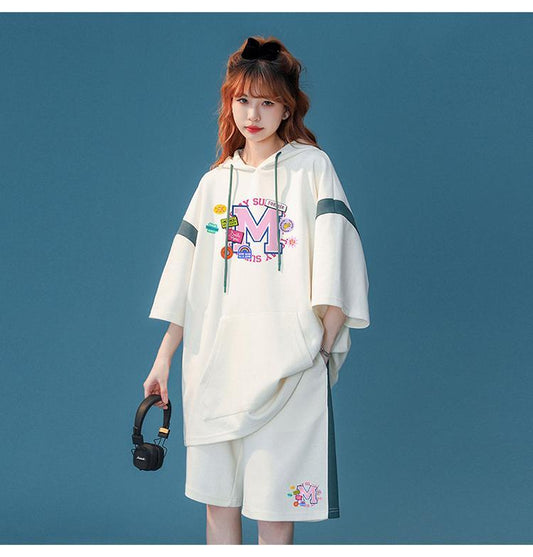 早い者勝ち  絶対流行 カジュアル 半袖Tシャツⅹパンツセット<ins-6534>