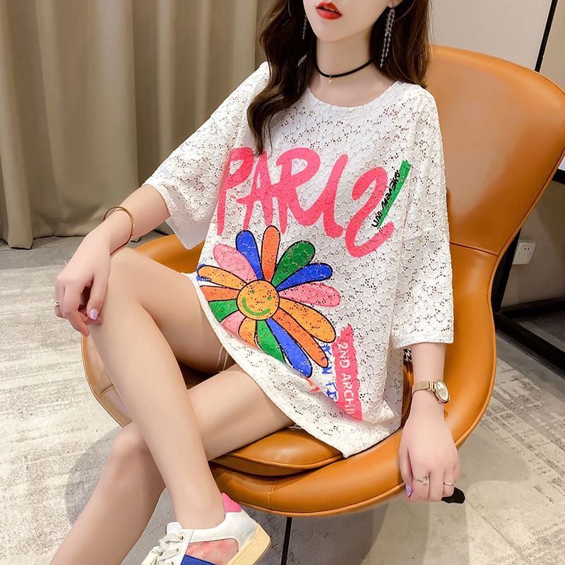 美人度アップ スウィート ゆったり 半袖Tシャツ<ins-8130>