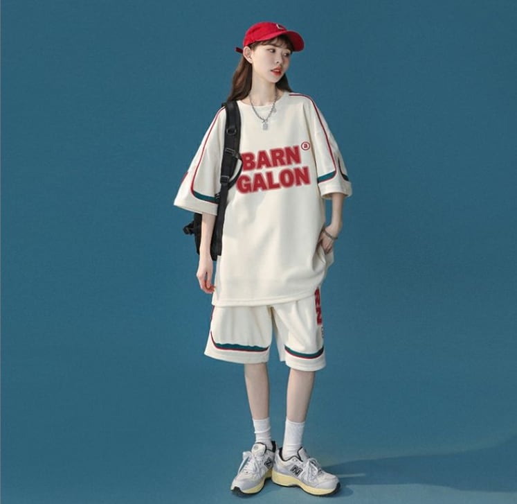 大好評 カジュアル ファッション ルーズ半袖Tシャツⅹパンツセット<ins-6539>