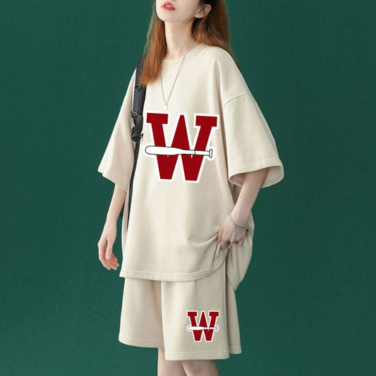 【半額セール】大好評  男女兼用 半袖Tシャツⅹパンツセット全4色<ins-6540>