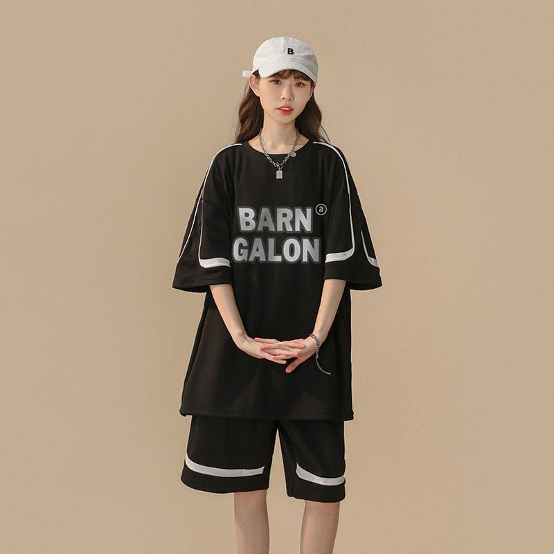大好評 カジュアル ファッション ルーズ半袖Tシャツⅹパンツセット<ins-6539>