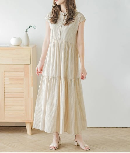 新商品 エレガント シンプル ストライプ柄 ワンピース全4色<ins-8143>