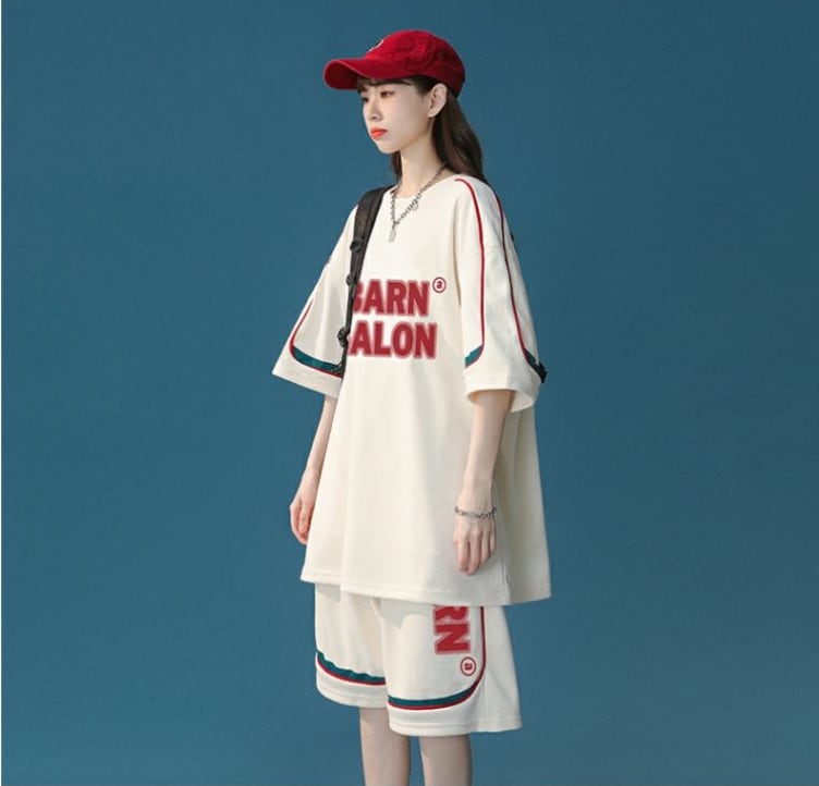 大好評 カジュアル ファッション ルーズ半袖Tシャツⅹパンツセット<ins-6539>