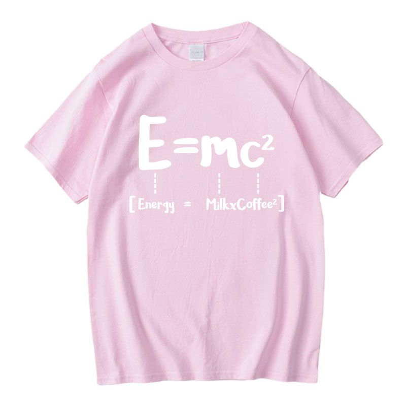 早い者勝ち おすすめ 質量とエネルギーの等価性 E = mc² プリントロゴ 半袖 Tシャツ-A2352