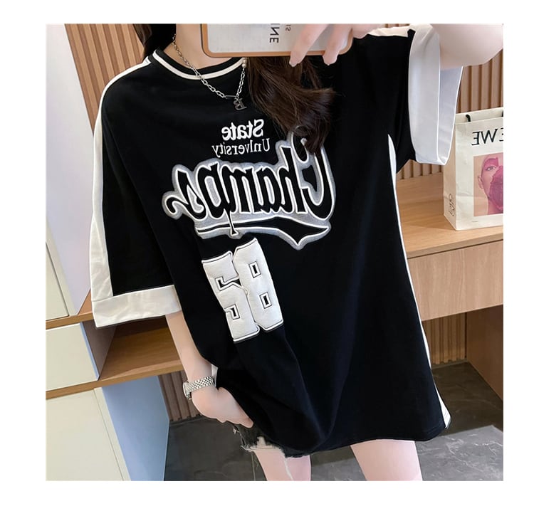 絶対流行 個性的なデザイン 一目惚れ 2色選択可 プリント Tシャツ カットソー<ins-8279>