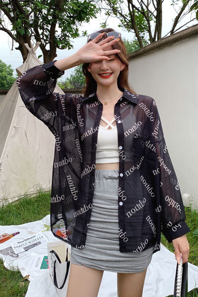 売り切れ必至 オシャレ度満点 透け感 日焼け対策 シャツ <ins-8116>