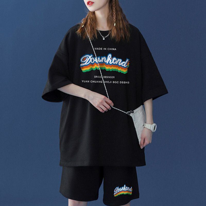 【半額セール】早い者勝ち 半袖Tシャツⅹパンツセット全4色 男女兼用<ins-6553>