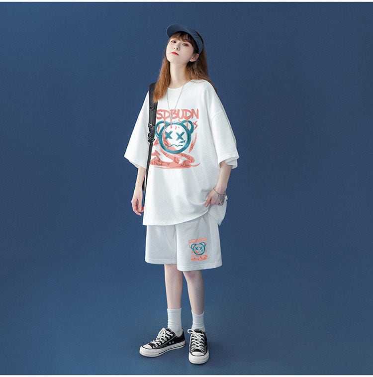 早い者勝ち 半袖Tシャツⅹパンツセット全4色 男女兼用<ins-6554>