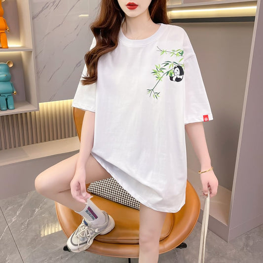 新商品 上質 カジュアル 刺繍 半袖Tシャツ カットソー<ins-8219>