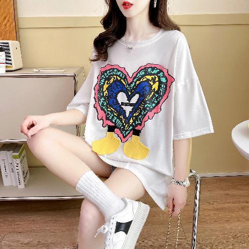 おすすめ カジュアル シンプル ゆったり 半袖Tシャツ<ins-8136>