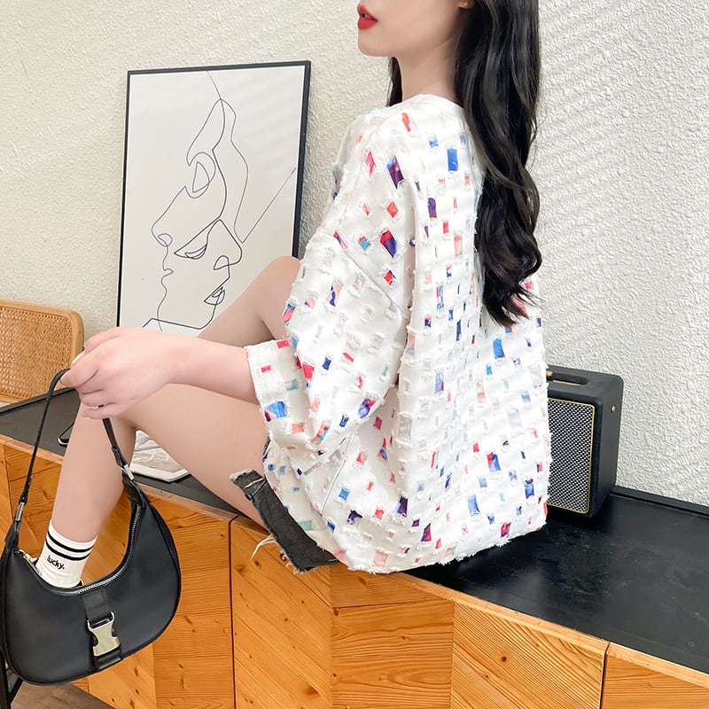 着回し力抜群 個性派 カジュアル ゆったりトップス 半袖Tシャツ 全2色<ins-8263>