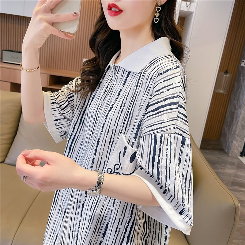 絶対流行 カジュアル プリント ゆったりトップス 半袖Tシャツ 全2色<ins-8314>