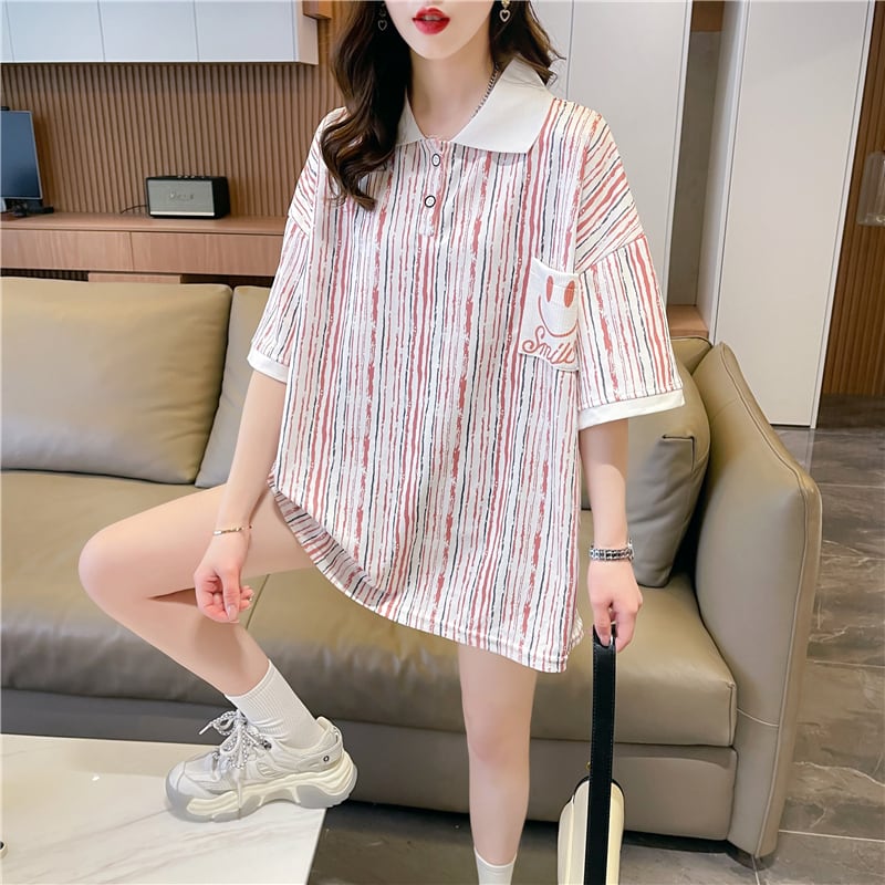 絶対流行 カジュアル プリント ゆったりトップス 半袖Tシャツ 全2色<ins-8314>