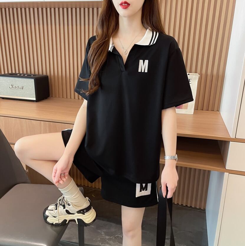 売り切れ必至 ルーズ 半袖Tシャツⅹパンツセット全2色<ins-8190>