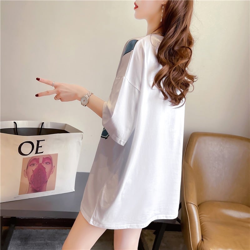 個性的なデザイン 一目惚れ 3色選択可 プリント Tシャツ カットソー<ins-3062>