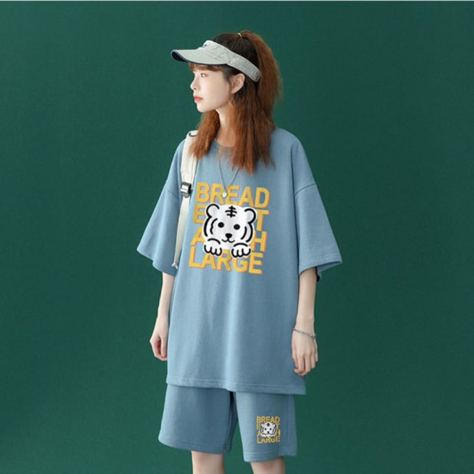 大人可愛い ルーズ 半袖Tシャツⅹパンツセット全5色 男女兼用<ins-6555>