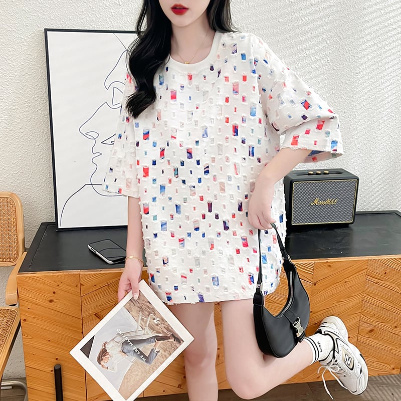 着回し力抜群 個性派 カジュアル ゆったりトップス 半袖Tシャツ 全2色<ins-8263>