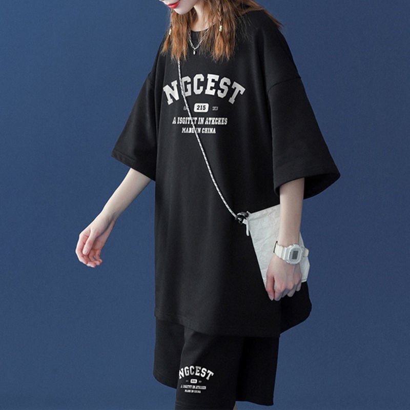 【半額!期間限定!!】売り切れ必至 カジュアル 半袖Tシャツⅹパンツセット全4色 男女兼用<ins-6574>