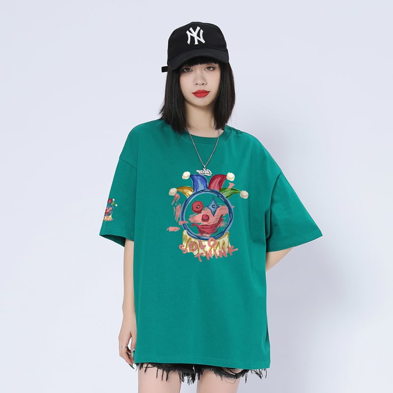 話題沸騰中 カジュアル ゆったり プリント 6色 半袖Tシャツ<ins-8164>