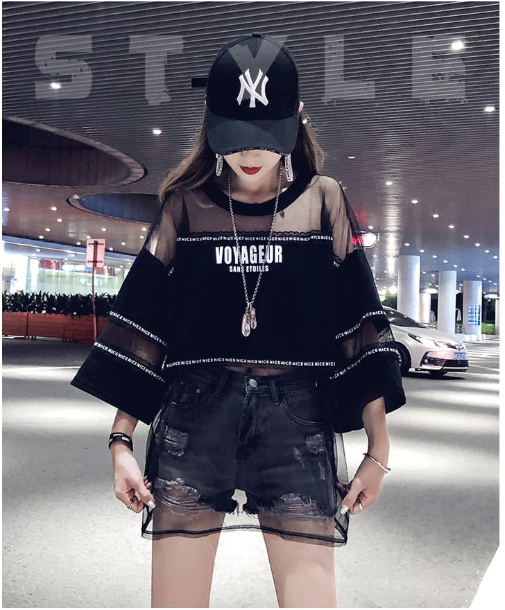 話題沸騰中 アバンギャルド レイヤード風 プリントTシャツ ゆったり半袖<ins-8102>