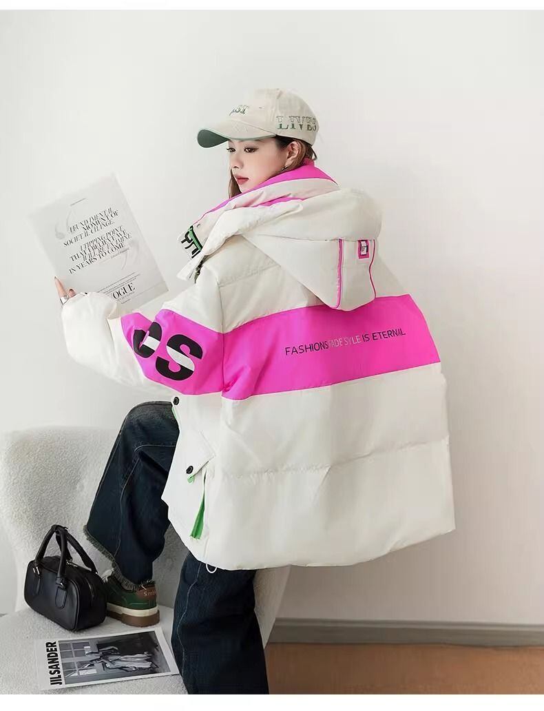 都市ファッショ デザイン オシャレ 肌触り抜群 切り替え 2色選択 ダウンジャケット 男女兼用E-9697