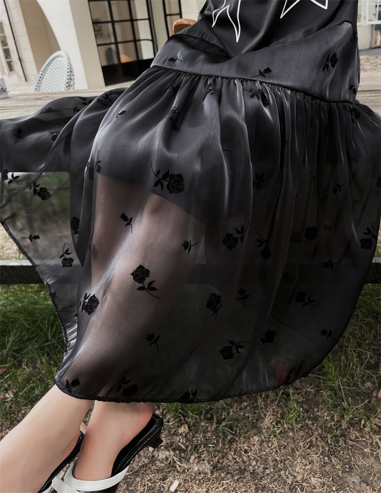 美人度アップ 新作 スウィート 切り替え 花柄 半袖 ワンピース<ins-8222>