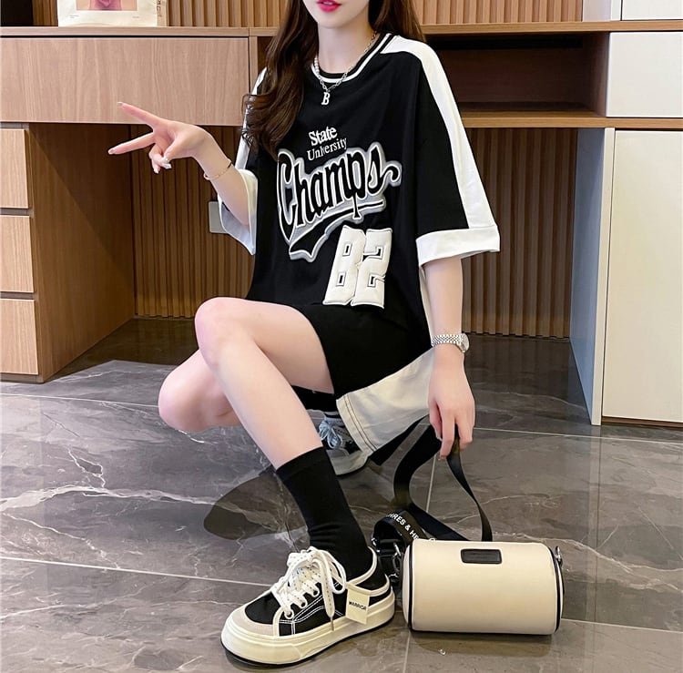 絶対流行 個性的なデザイン 一目惚れ 2色選択可 プリント Tシャツ カットソー<ins-8279>