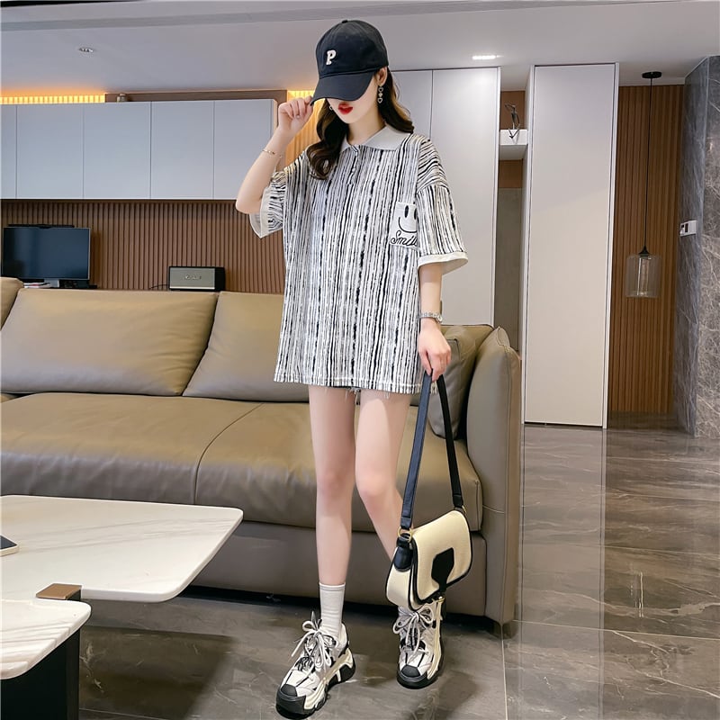 絶対流行 カジュアル プリント ゆったりトップス 半袖Tシャツ 全2色<ins-8314>