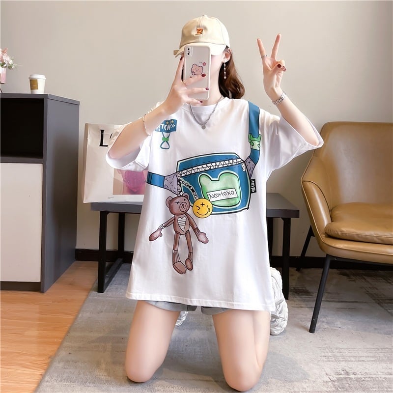 個性的なデザイン 一目惚れ 3色選択可 プリント Tシャツ カットソー<ins-3062>