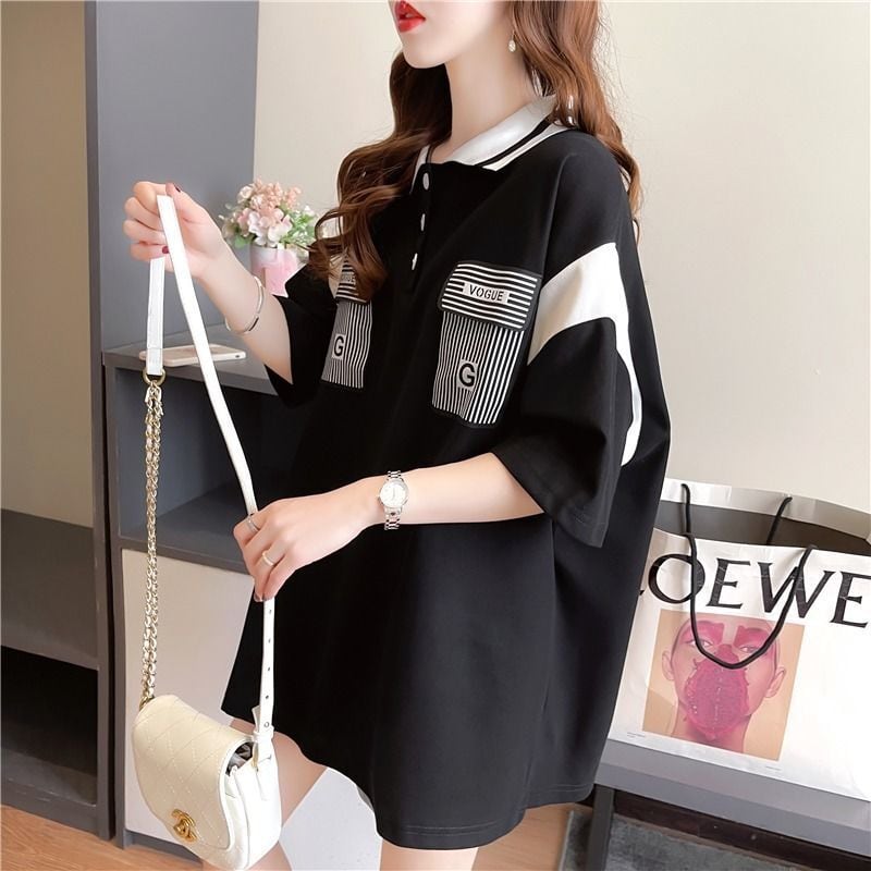 絶対流行 カジュアル 2色選択可 切り替え 半袖 Tシャツ カットソー<ins-8292>