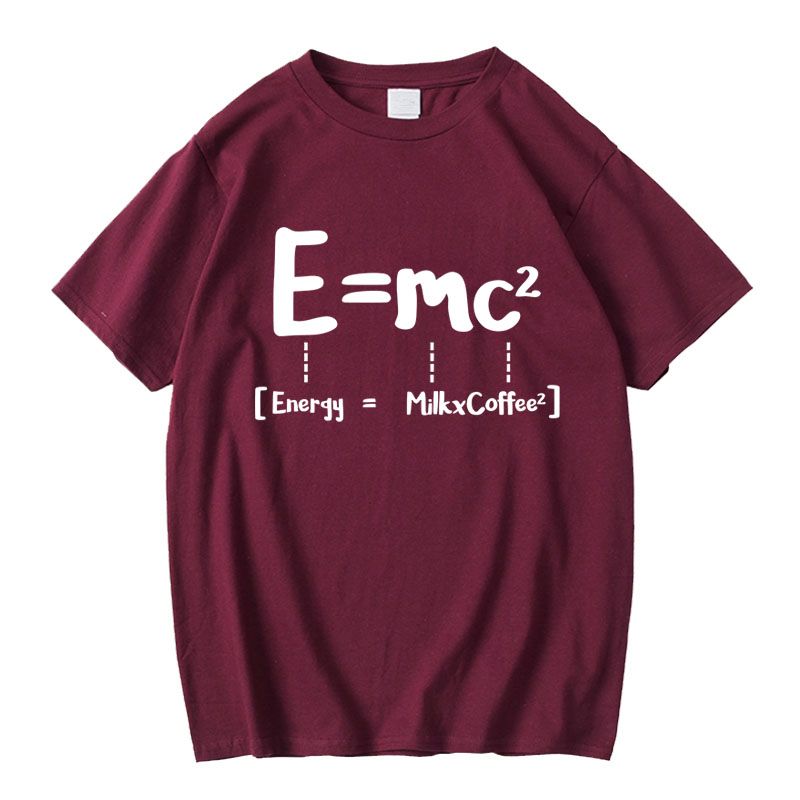 早い者勝ち おすすめ 質量とエネルギーの等価性 E = mc² プリントロゴ 半袖 Tシャツ-A2352