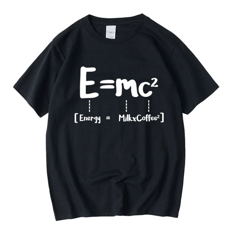 早い者勝ち おすすめ 質量とエネルギーの等価性 E = mc² プリントロゴ 半袖 Tシャツ-A2352