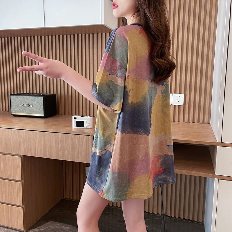 売り切れ必至 ファッション 絞り染め プリント 半袖 Tシャツ<ins-8412>