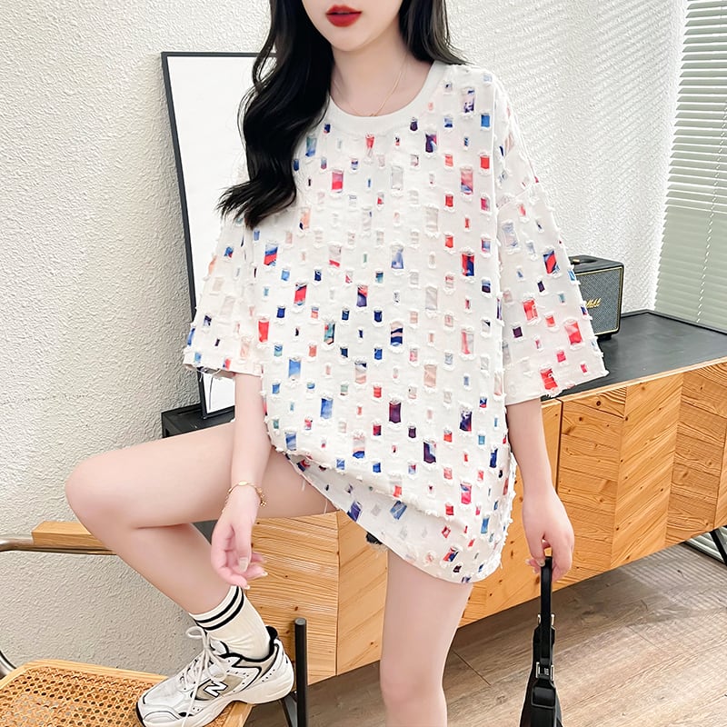 着回し力抜群 個性派 カジュアル ゆったりトップス 半袖Tシャツ 全2色<ins-8263>