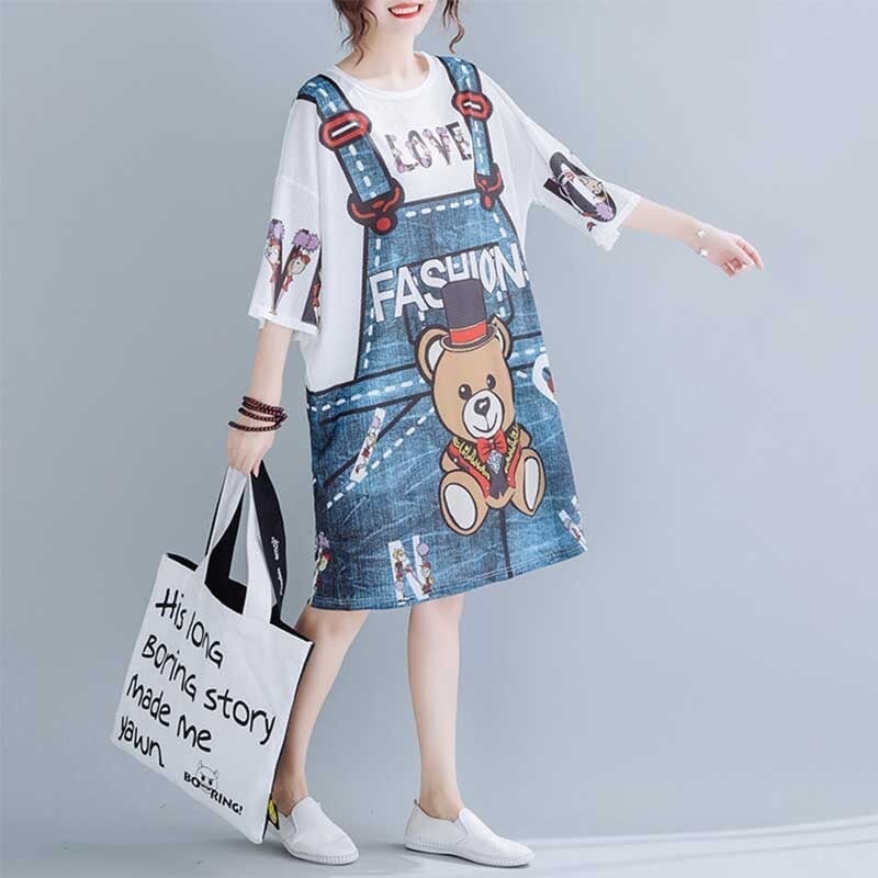 旅行Tシャツ レディース 夏 膝丈 プリント 大きいサイズ ゆったりさらっと涼しい <ins-656>