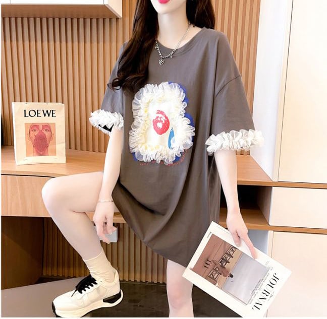 新作 個性的なデザイン 好感度満載 ラウンドネック  Tシャツ カットソー<ins-8405>