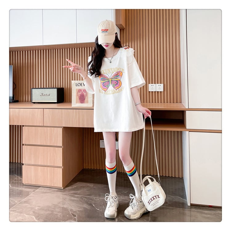 話題沸騰中 ロゴ プリント ゆったり 3色半袖Tシャツ<ins-8316>