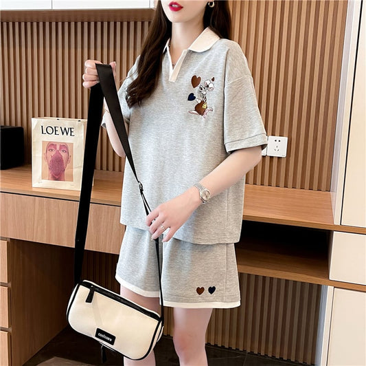 定番シンプル カジュアル  切り替え 半袖Tシャツⅹパンツセット全3色 <ins-8267>