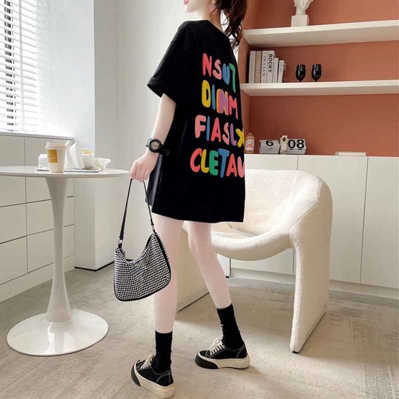 オシャレ度満点 一目惚れ アルファベット Tシャツ カットソー<ins-3071>