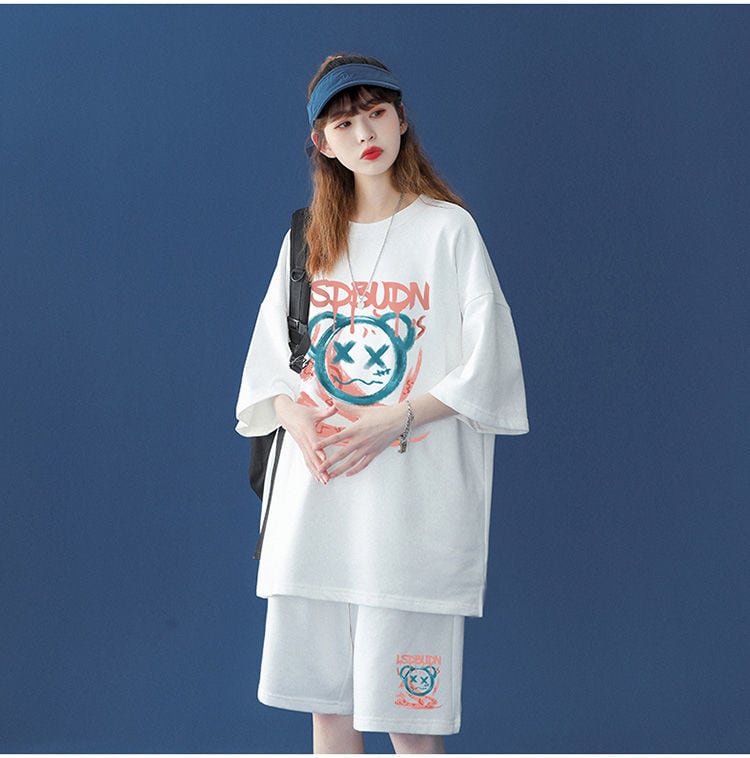早い者勝ち 半袖Tシャツⅹパンツセット全4色 男女兼用<ins-6554>