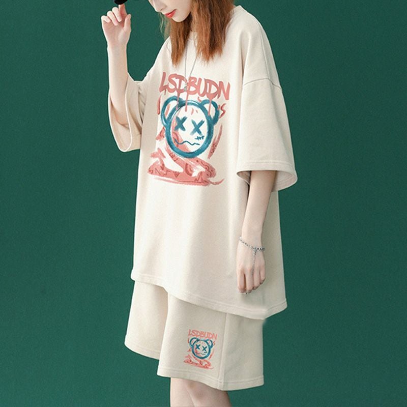 早い者勝ち 半袖Tシャツⅹパンツセット全4色 男女兼用<ins-6554>