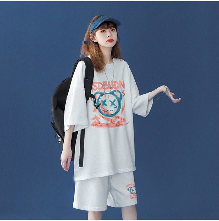 早い者勝ち 半袖Tシャツⅹパンツセット全4色 男女兼用<ins-6554>