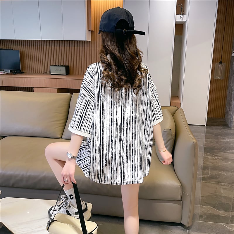 絶対流行 カジュアル プリント ゆったりトップス 半袖Tシャツ 全2色<ins-8314>